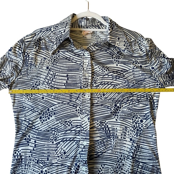 Elite Vintage 80s Navy and White Button Down Shirt Size 18 XL Geometric - Picture 5 of 12